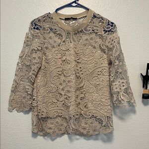 Zara Grey Lace Blouse
